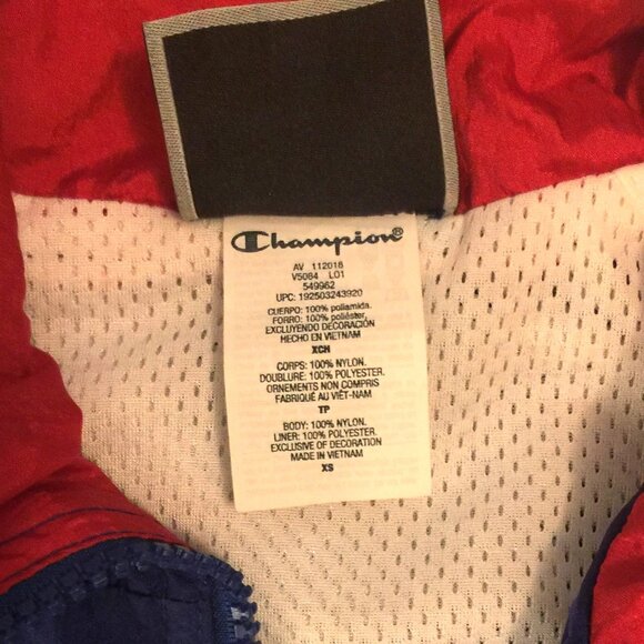 Champion Mens zip front windbreaker. Red, white & blue - Picture 4 of 5